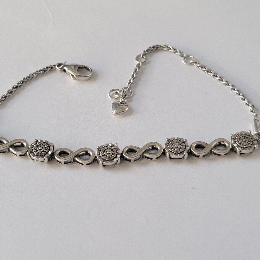 925 Sterling Silver Infinity Bracelet Lobster Clasp Closure 8" Woman's Woman